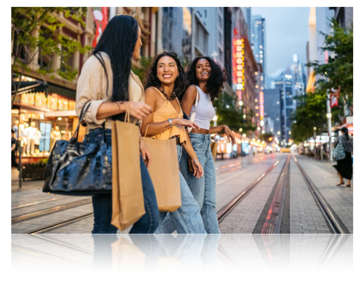 Girls Walking at Night